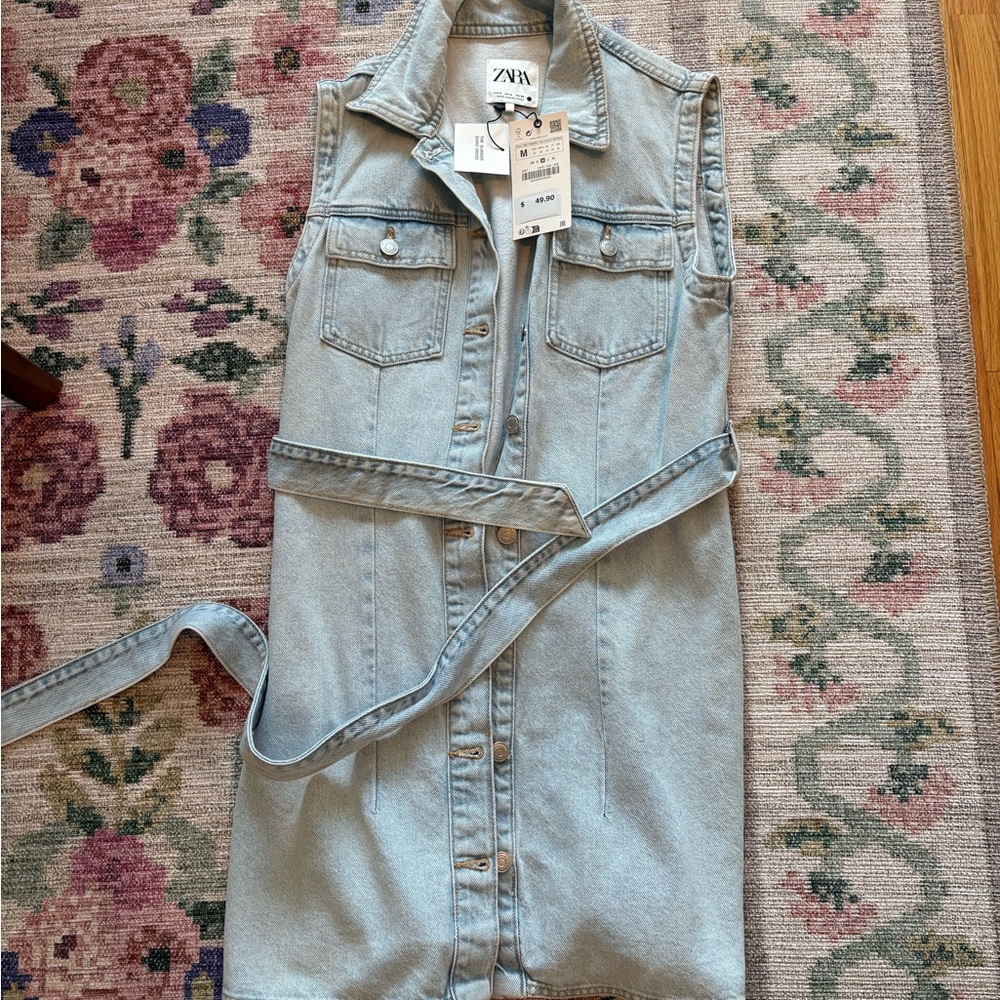 Zara Light Blue Denim Shirt Dress